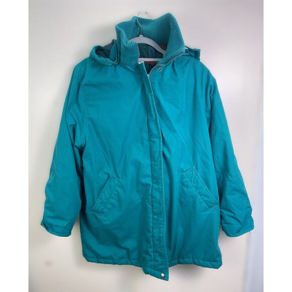 Women's Vintage Green Windsor Bay Coat with Removable Hood Size Large - Picture 1 of 7